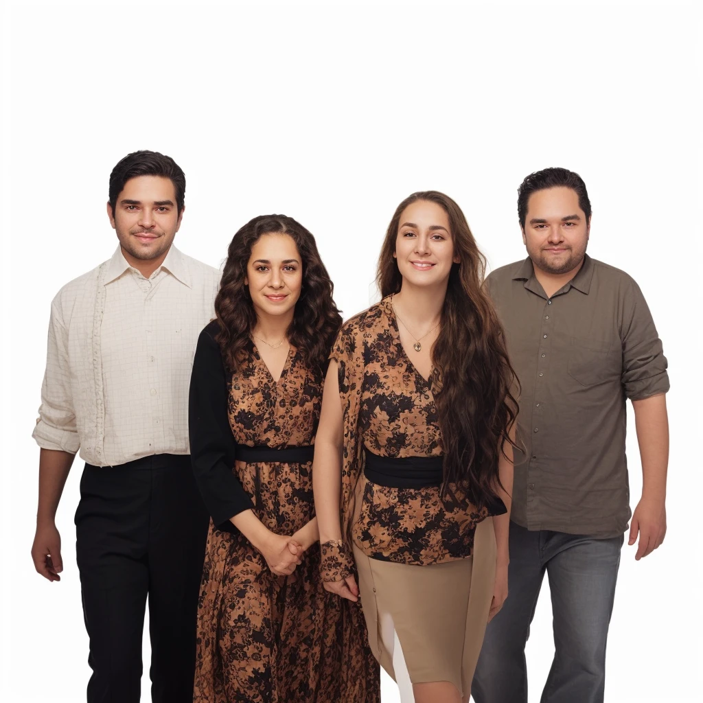 there are four people together in a group posing for a photo, Full length portraits, Cardboard box cutting, Full body portrait, Full length portrait de un grupo, realistic Full length portrait, Hispano, Full body or portrait, medium poly, Realistic full body portrait, full body image, full body shots, full body photography, full body photos, Full length portrait