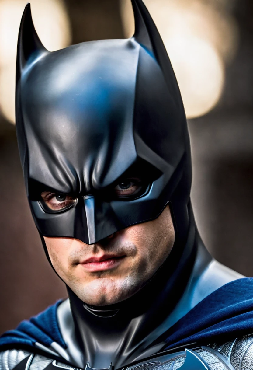 (((Extremely close-up Henry Cavill under the mantle of the Dark Knight Batman Front Images Color Images Splash))),(((Henry Cavill))),(((Batman)))