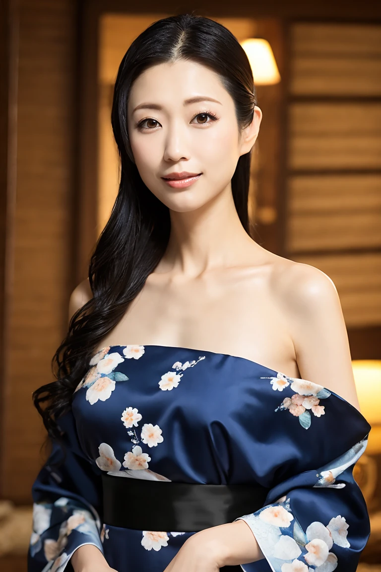 (Highest quality、Tabletop、8K、Best image quality、Award-winning works)、(1 Beautiful Mature Woman:1.1)、(Innkeeper:1.1)、(Elegant floral kimono:1.2)、Perfect Mature Woman Portrait Photo、Glowing Skin、Standing Elegantly、Face close-up、(Blurred background of the most elegant inn:1.3)、Glowing White Skin、Very white skin、(Voluptuous body:1.1)、(Large Breasts:1.2)、(Accentuate your body lines:1.1)、The most elegant posture