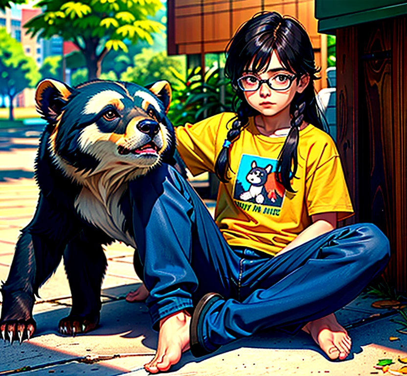 A (((tween holding a monkey and a monkey in her arms,))) Nami from one piece. Wearing micro skirt. ((And her get hugs with Lewd monkey groping her in jungle)).(realistic arts), intricate, (monkey craves her carnally), nipslip, puffy nip