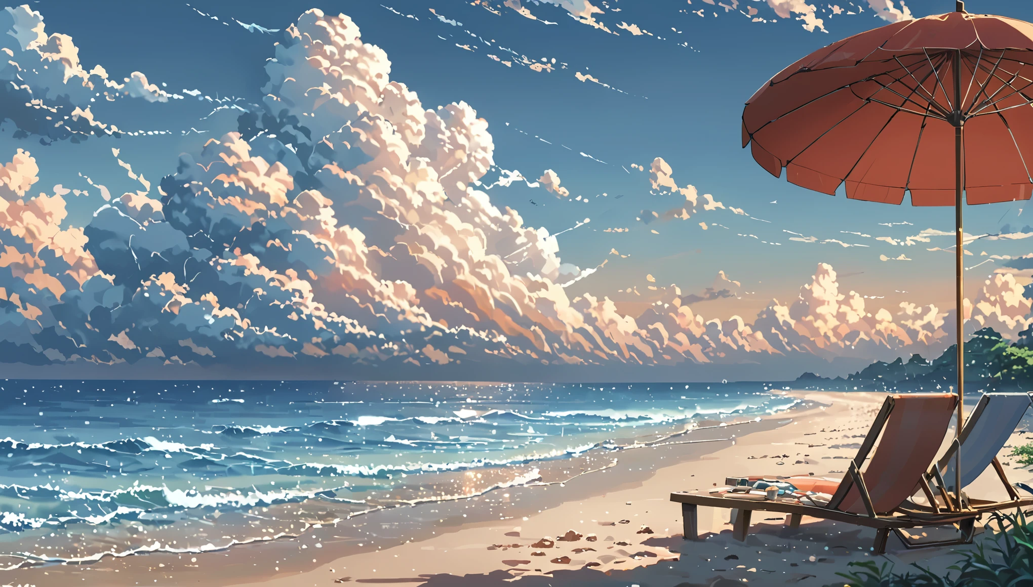 ((Anime: 1.4, Illustration)), (Masterpiece, Top Quality, Best Quality), (Ultra-Detailed, Absolutely Resolution), ((16k, HIGH RES)) (Summer, Beach, Cumulonimbus Cloud, Parasol, Beach Ball), ( Anime: 1.4, Illustration)), (Masterpiece, Top Quality, Best Quality), (Ultra-Detailed, Absolutely Resolution). Ak {Lofi Art, Style of Laurie Greasley, Style of Makoto Shinkai, Anime Aesthetic}, BREAK {(Produces IMAGES WITH ITH INFORMATION THAN 40 Million Pixels with Cinematic-Like Detailed Textures S Hot on a Sony slur).}