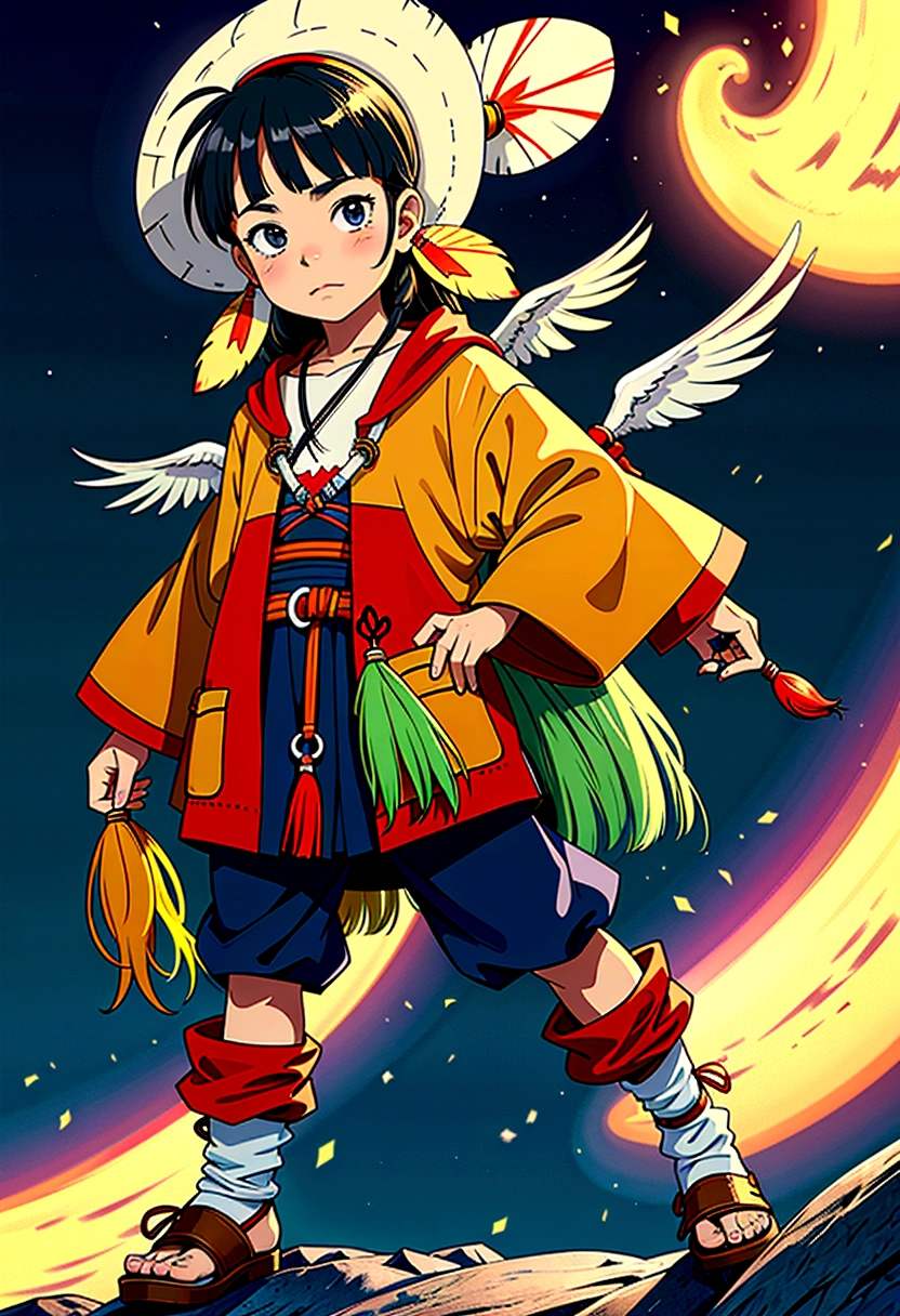 Killacinga indians cartoon character, 10 year old indigenous children with indigenous Andean animals