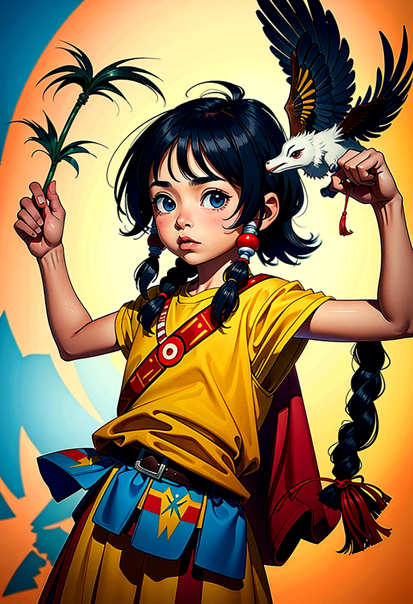 Killacinga indians cartoon character, indigenous children wienous Andean animals