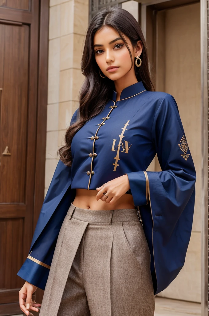 Develop a unique emblem or monogram using the initials "LA" or "Liya Aari" combined with tailoring-related imagery