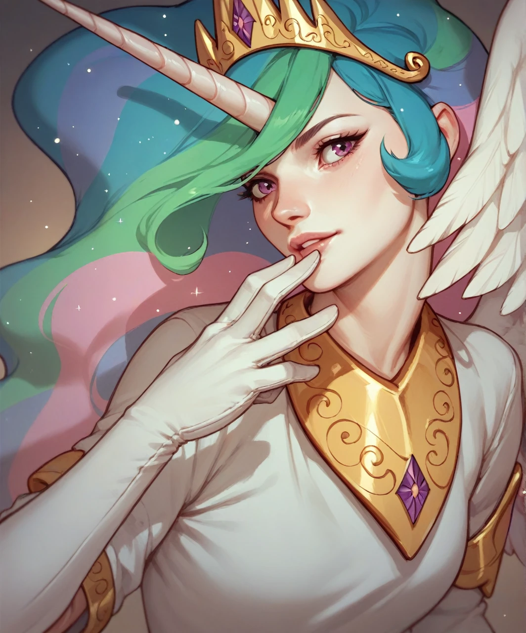 Princess Celestia, I'm watching you, cute, Pony, Black jacket,whole body,unicorn