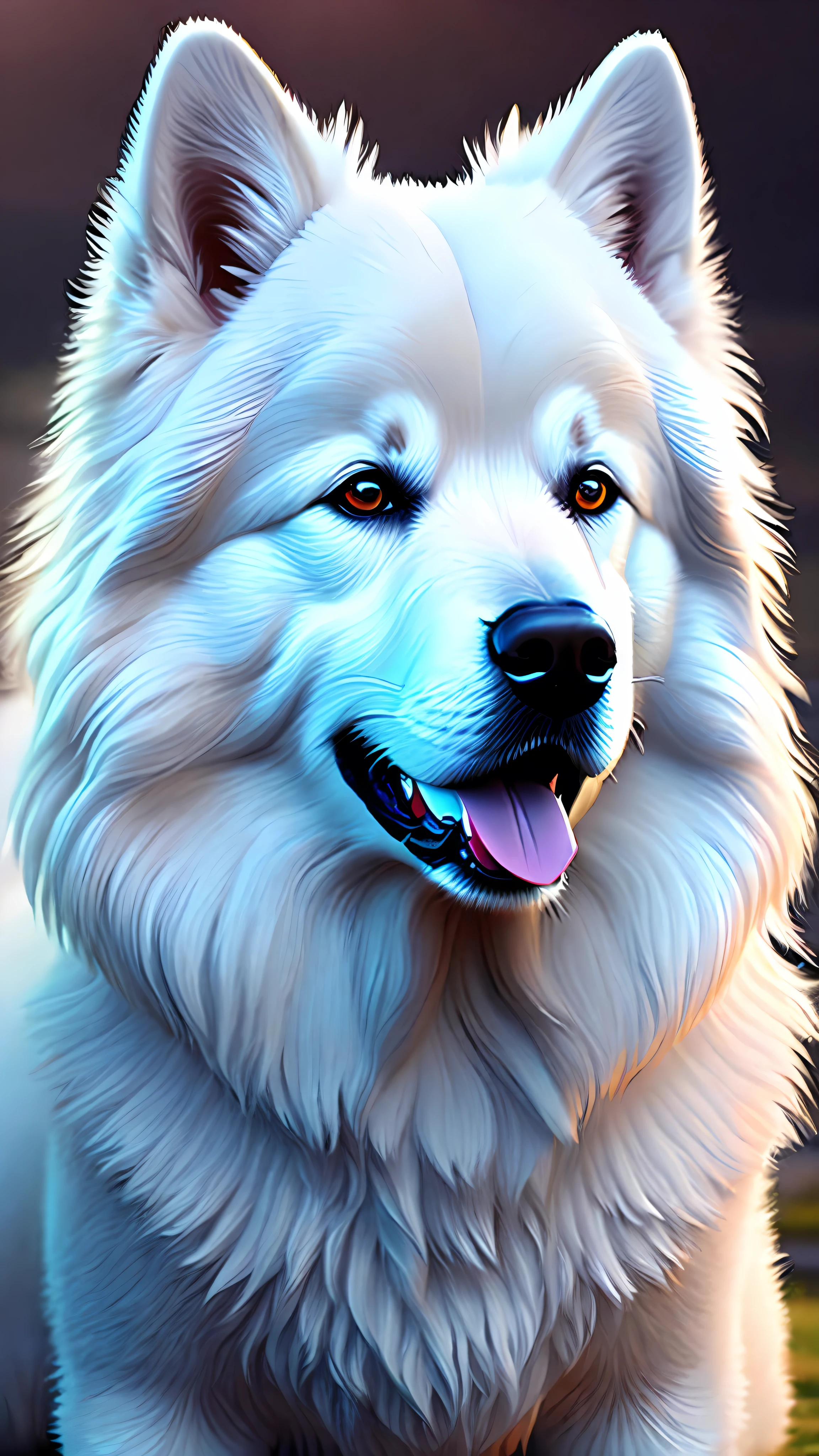 In this super detailed CG artwork,Lovely Samoyed,Best quality,high resolution,Intricate details,fantasy,adorable animal