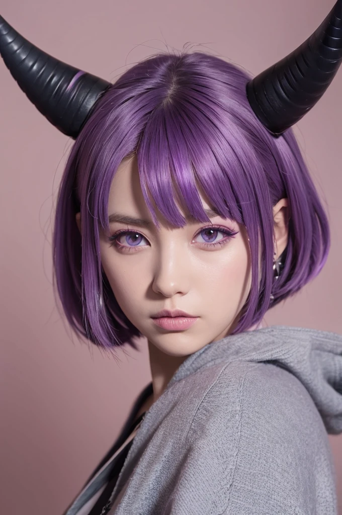 Purple Hair　　Demon horn　short　　wing