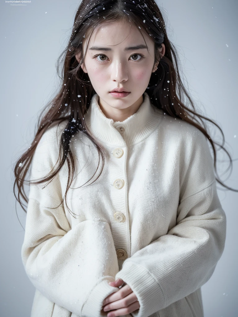 (8k, best quality, masterpiece, ultra highres:1.2) Photo of Pretty Japanese woman
in the (style of paul rubens and rebecca guay:1.1) (melancholy winter snow:1.4)