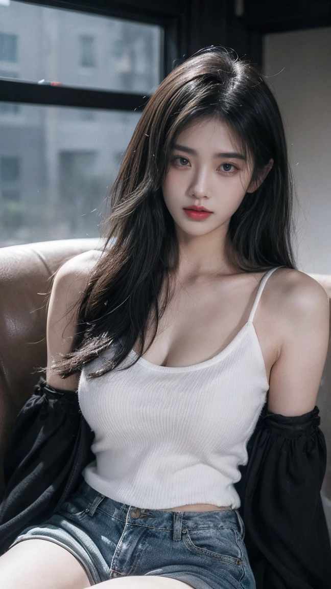 exquisite face，Elaborate Eyes，Wet sheer shirt open，Small breasts、no underwares、Black head、adolable，The upper part of the body、The mouth opens in an O-shape