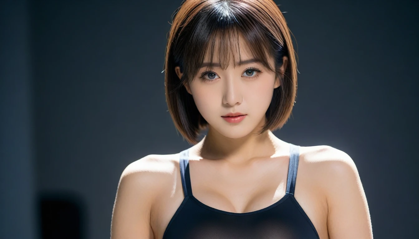 8K, Ultra-high resolution, Highest quality, masterpiece, 三分割法によるphotograph,Surreal, photograph, 1 Girl, (:1.3), pretty girl, Cute face, Beautiful eyes in every detail, 細かくdetailedに,masterpiece,One Girl:1.2, Japan Female Announcer, close up,Bob with bangs,wiping tears,Sports Bra,Bra Top,Looking at the audience、beauty,Long neck、(((Ideal body type))),A cup small breasts :2,、Portraiture:2、Perfect Anatomy、鮮明なdetailed、detailed、Surreal、Light and shadow,Strong light