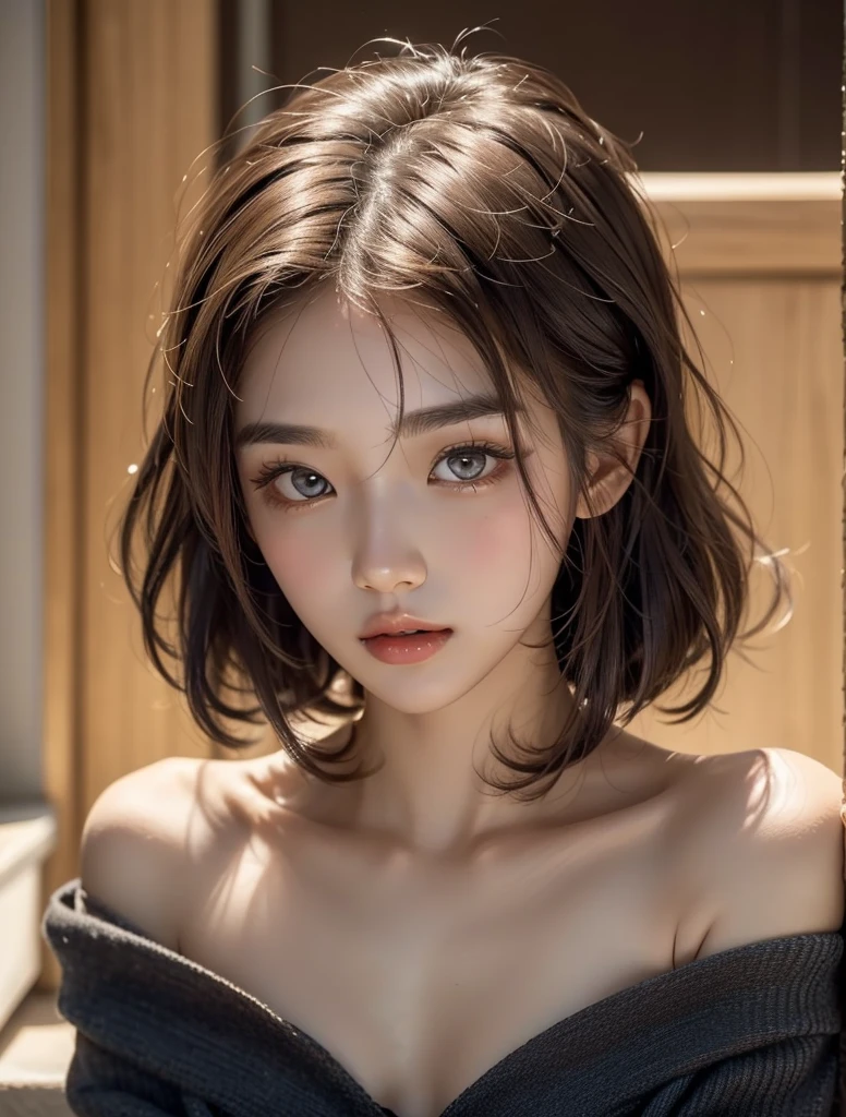 4K,((Highest quality)), ((masterpiece)) , BREAK,((one girl)), (detailed),((in Office)), ((One girl)),((perfect anatomy)), ((nude)),((12 years old)),((flat chest:1.6)), (stare at viewer with stern eyes:1.5),((one girl)),(bitting own lip:1.1),(angry:0.9),nose blush,(shamefull:1.2),(bob cut hair),surprised, ((beautiful realistic face)),((A bow tie)),Beautiful Korean Women, Beautiful young Korean woman, Young and adorable Korean face, Gorgeous Young Korean Woman, Korean Girls, Girl cute beautiful face, Portraits of Korean female idols, Young and pretty Asian face, Cute natural anime face,Asian pretty face,((finely detailed face)),((glistening eyes)),((glistening eyes )),((large eyes)),(( pretty eyes)) ,(detailed),Perfect Face,((One girl)), ((clear eyes)),((show nipples)),((beautiful skin)), don't wear anything ,(show nipples),(upper body),