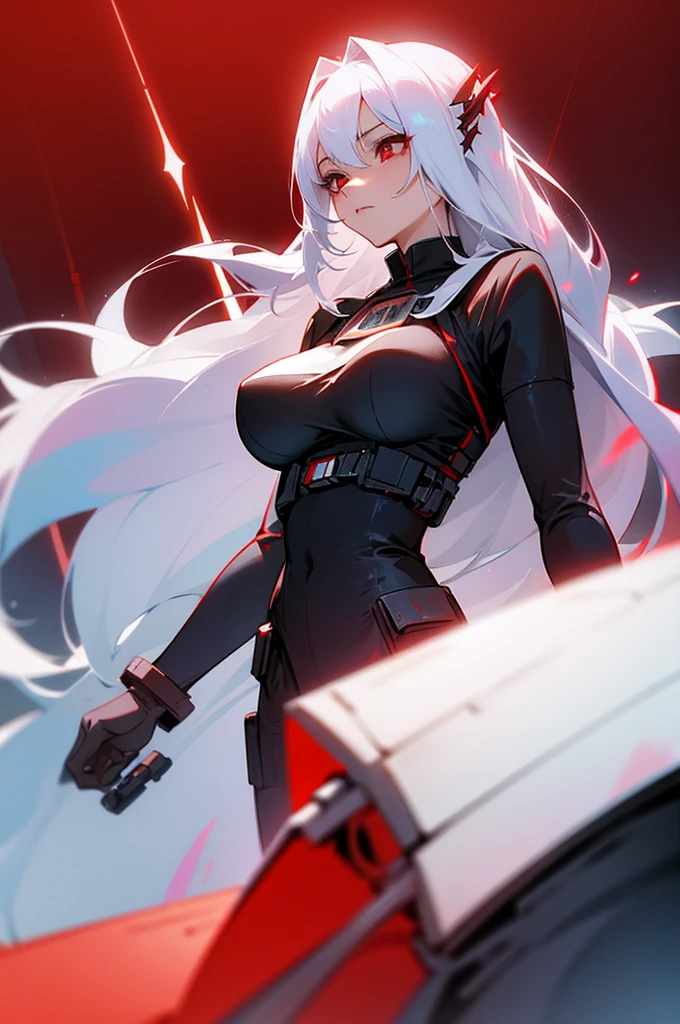 Woman long white hair red eyes big breast star wars