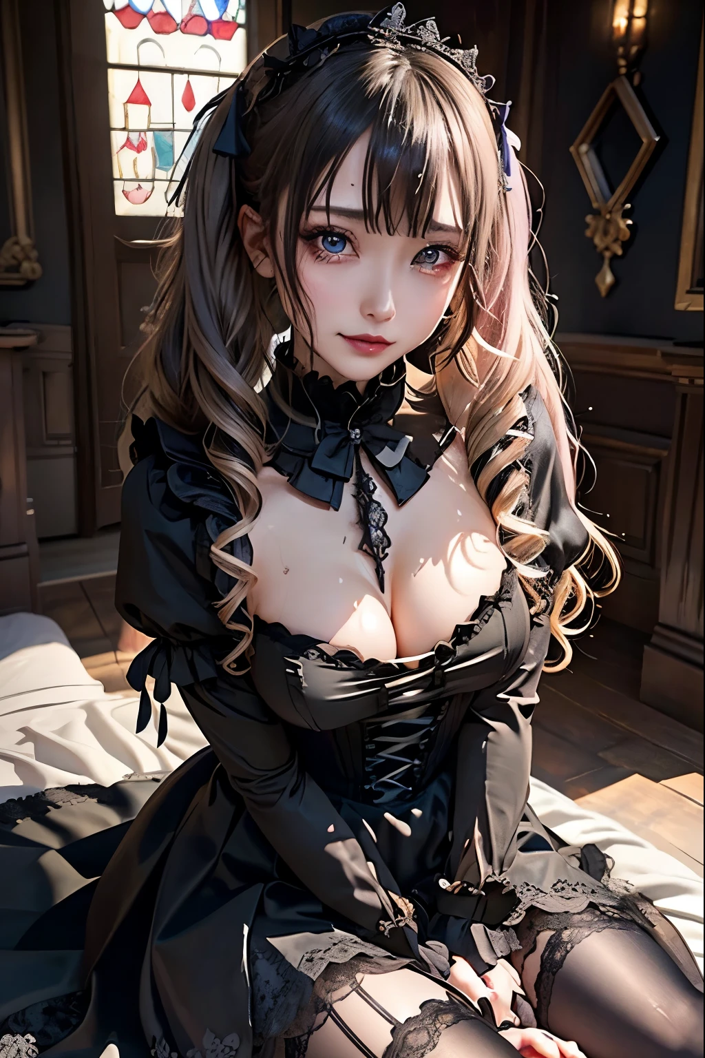 Hard Dark Gothic Makeup、Black dark eyeshadow、sad、Good skin radiance、Dark Gothicメイク、Dark smile、palace、The beauty of fragrance、24-years-old、Expression of intense sexual pleasure、Embarrassed look、Dark Gothic、Highest quality、Expression of sexual pleasure amid suffering、Drunk face、紫のMaid clotheysterious、Noble、sexy、Loving smile、Twin tail hair、Right blue eye, Left eye is red、Super tempting pose、Platform Heel Shoes、Heavy makeup、Gothic ta clothes、Silver Hair、Long Hair Straight Hair、Cute Gothic Loliress、Beautiful Face、elegant features、Attractive face、Stained glass is the background、Chest glistening with sweat、The room is dark、goth long dress、Bell Sleeves、Wizard Sleeve、Decadent look、Sexually excited expression、Glossy thighs wet with water、Thighs that are wet and shiny with oil、Background of a room full of roses、sad expression、Rose Maiden、The embroidery is pink、The dress has pink embroidery.、Thigh-high socks、Knee-high socks、Gentle expression、Dark black eyeshadow、Stained glass and rose background、thighs are a little thin、Female Duo、Female couple、dark church background、Stained glass、Black metal world、Dark Castle、Dark Room、Slender body、gothic long dress、Victorian dress、Small breasts、Hold the wine in your right hand、Hold the lantern in your left hand、pantyhose、The bed is covered with roses、Her thighs are shining with sweat、My body is wet and shiny、Lots of glitter on the thighs、sweating、My thighs are sticky from sweating、Sweat glistening on my thighs, The whole body is sweaty and shiny、I sweated a lot.、My thighs are sweaty、My thighs are wet、My thighs are shining with sweat、A lot of sweat glistening all over the body、Slender body、Put your head on the pillow、Sleeping on a bed、Beautiful legs、Stretching legs、Lie down in bed、Lie on your back in bed、