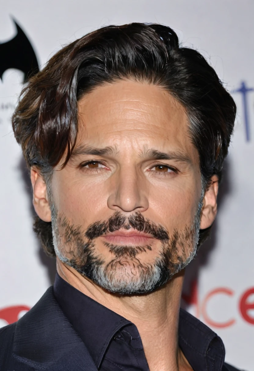 (((Extreme close-up Joe Manganiello(((short hair)))under the mantle of the dark knight Batman Front Images Color Images Splash))),(((Batman))),(((short hair))