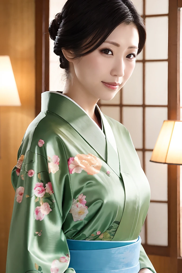(Highest quality、Tabletop、8K、Best image quality、Award-winning works)、(1 Beautiful Mature Woman:1.1)、(Innkeeper:1.1)、(Elegant floral kimono:1.2)、(The perfect kimonoの襟:1.1)、(The perfect kimono:1.1)、Perfect Mature Woman Portrait Photo、Glowing Skin、Standing Elegantly、Face close-up、(Blurred elegant luxury hotel background:1.3)、Glowing White Skin、Very white skin、(Voluptuous body:1.1)、(Large Breasts:1.2)、(Accentuate your body lines:1.1)、The most elegant posture、(Sad expression:1.2)