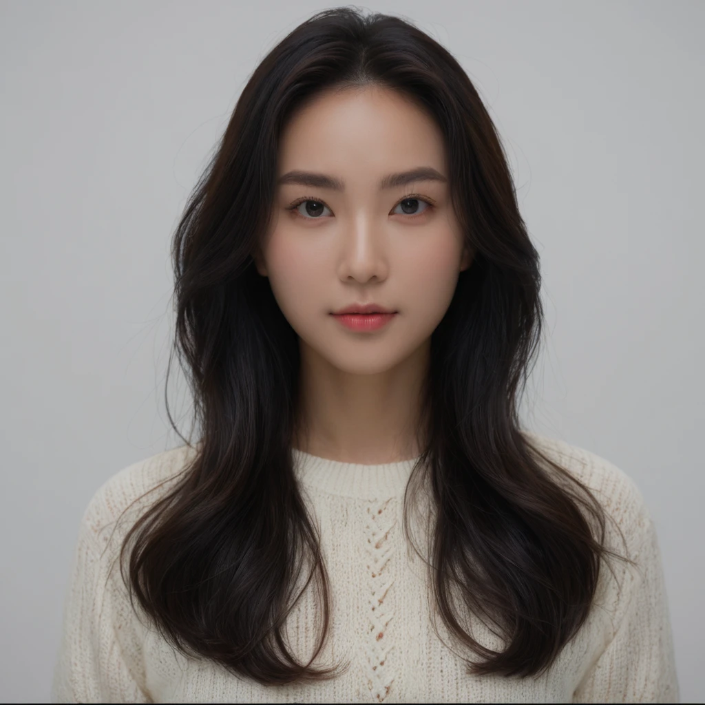 Best Quality, 8k, Masterpiece, (Portrait: 1.3), (photo realistic:1.4), (hyper realistic:1.4), Sharp Focus, looking at viewer, (smoother lighting:1.1), (increase cinematic lighting quality:0.9), realistic lighting, backlighting, light on face, ray trace, (brightening light:1.2), (Increase quality:1.4), sharp detail, (best quality real texture skin:1.4), finely detailed eyes, black_eyes, finely detailed face, 25 year old Korean woman, (white formal_shirt:1.4), (Create an image maintaining the original base model hairstyle:1.5)
