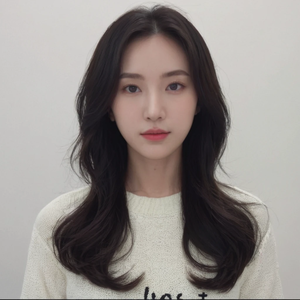 Best Quality, 8k, Masterpiece, (Portrait: 1.3), (photo realistic:1.4), (hyper realistic:1.4), Sharp Focus, looking at viewer, (smoother lighting:1.1), (increase cinematic lighting quality:0.9), realistic lighting, backlighting, light on face, ray trace, (brightening light:1.2), (Increase quality:1.4), sharp detail, (best quality real texture skin:1.4), finely detailed eyes, black_eyes, finely detailed face, 25 year old Korean woman, (white formal_shirt:1.4), (Create an image maintaining the original base model hairstyle:1.5)