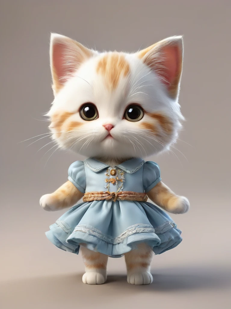 masterpiece,Highest quality,animal,a bit,cute,No humans,kitten,Wearing a dress,Standing on hind legs
