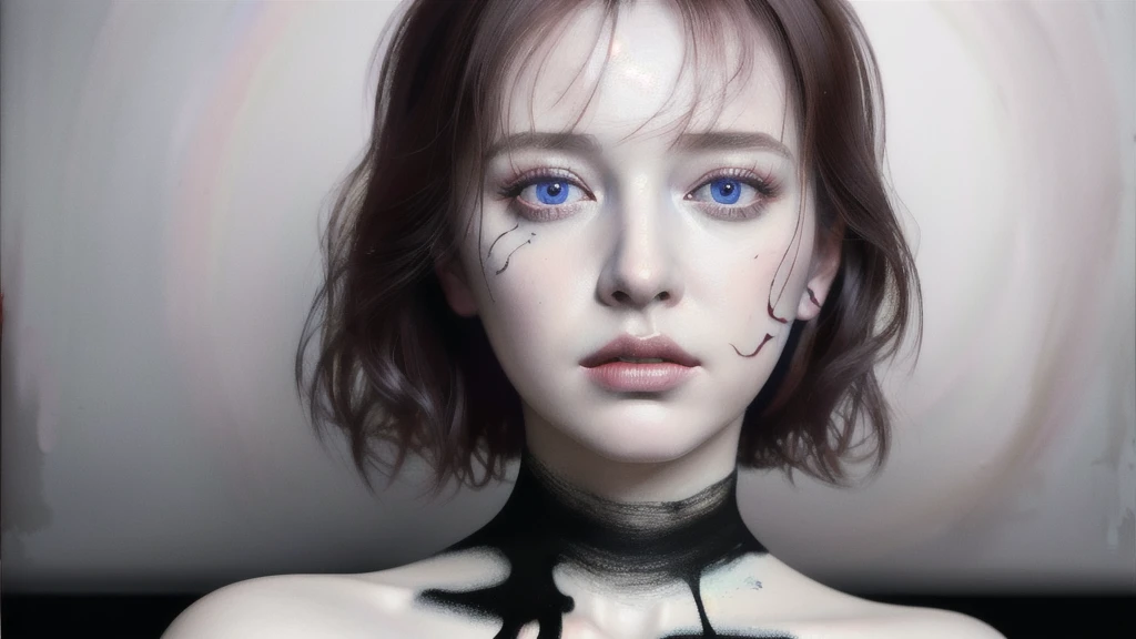 Android Beauty, Powerful paintings inspired by Francis Bacon, Ultra-realistic surrealism, Hyperrealism, fear, art, hyper real painting, Realistic illustration painting, カラフルなHyperrealism, Hyper-realistic digital art