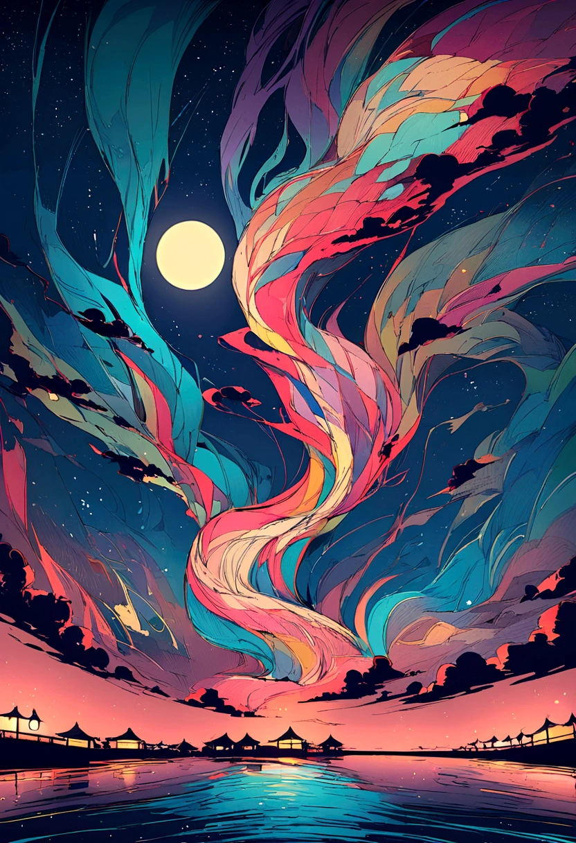 Summer festival、Japan、Lantern、Starry Sky、Increase the proportion of sky、No people、