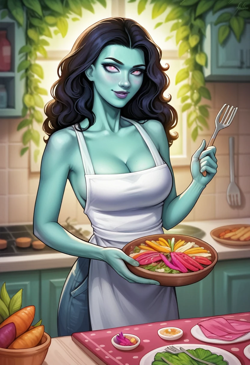 (best quality,highres,realistic:1.37),beautiful young woman,cooking veg*n chik-patties,barbecue,apron,detailed eyes,detailed lips,long eyelashes,glowing skin,lovely smile,happy expression,curly hair,green garden background,summer vibes,floral accessories,delicious aroma,smoke rising,grilled perfection,colorful vegetables,healthy lifestyle,vibrant colors,photorealistic style,warm lighting, maple syrup on woman’s breast