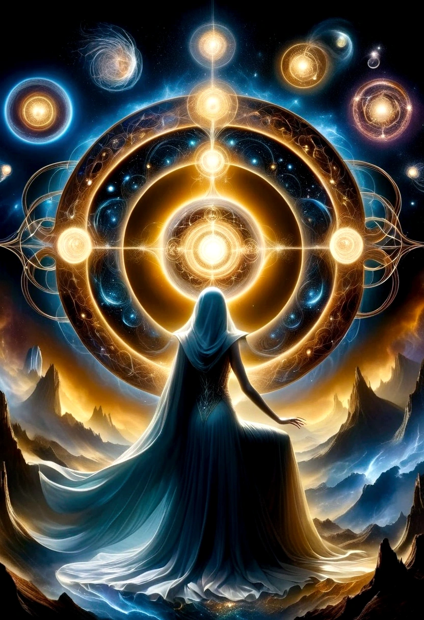 Astrologer,Magic Circle, Sacred geometry, Clear focus, Floating Ghost Mage, Heaven and earth collapsed, Mobius strip, Black Hole, Lots of meteorites floating, Combination Magic Circle, call, Transformation of matter and immateriality, Kim Sik, and other complex ritual combinations , Mike Winkelmann style的超现实数字艺术, Rolf ARmstRong style: Fractal, Alberto Vargas, 和 H'style.R. liver. liver,Magical Realism,classical realism,Surrealism,imagination,Science fiction,From another realm,impossible,Visual exaggeration,Post-cyberpunk,Nano punk,Atomic Punch,gather,Circuit,lightpainting,白羊seat,♈︎,金牛seat,♉︎,双子seat. ♊︎,cancer,♋︎,天蝎seat,♏︎,天秤seat,♎︎,seat,♍︎,狮子seat,♌︎,射手seat,♐︎. 摩羯seat,♑︎,水瓶seat,♒︎,双鱼seat,♓︎,Unreal Engine,Octane RendeRing,V-Ray,High Detail,high quality,high resolution,Surrealism,16K,Ultra wide angle,High Angle Shot,,Bioluminescence,