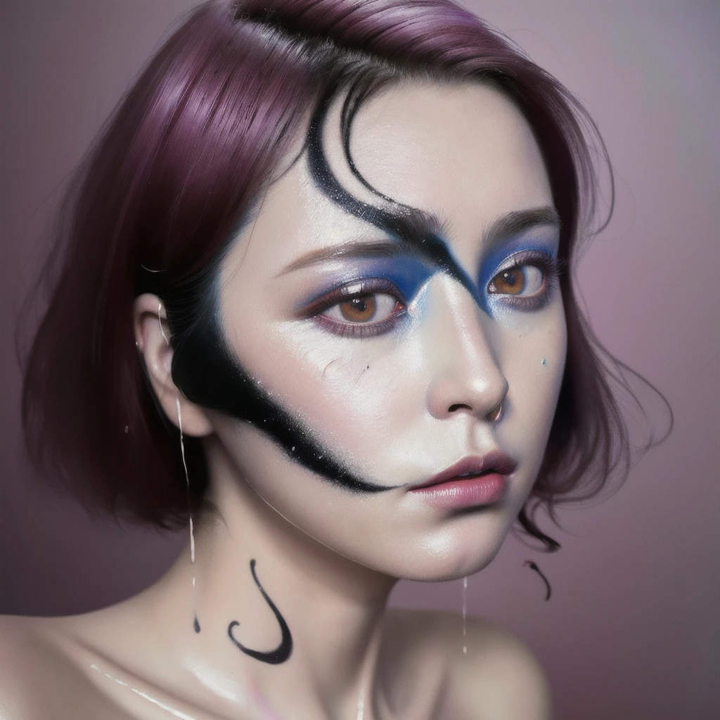 Android Beauty, Powerful paintings inspired by Francis Bacon, Ultra-realistic surrealism, Hyperrealism, fear, art, hyper real painting, Realistic illustration painting, カラフルなHyperrealism, Hyper-realistic digital art