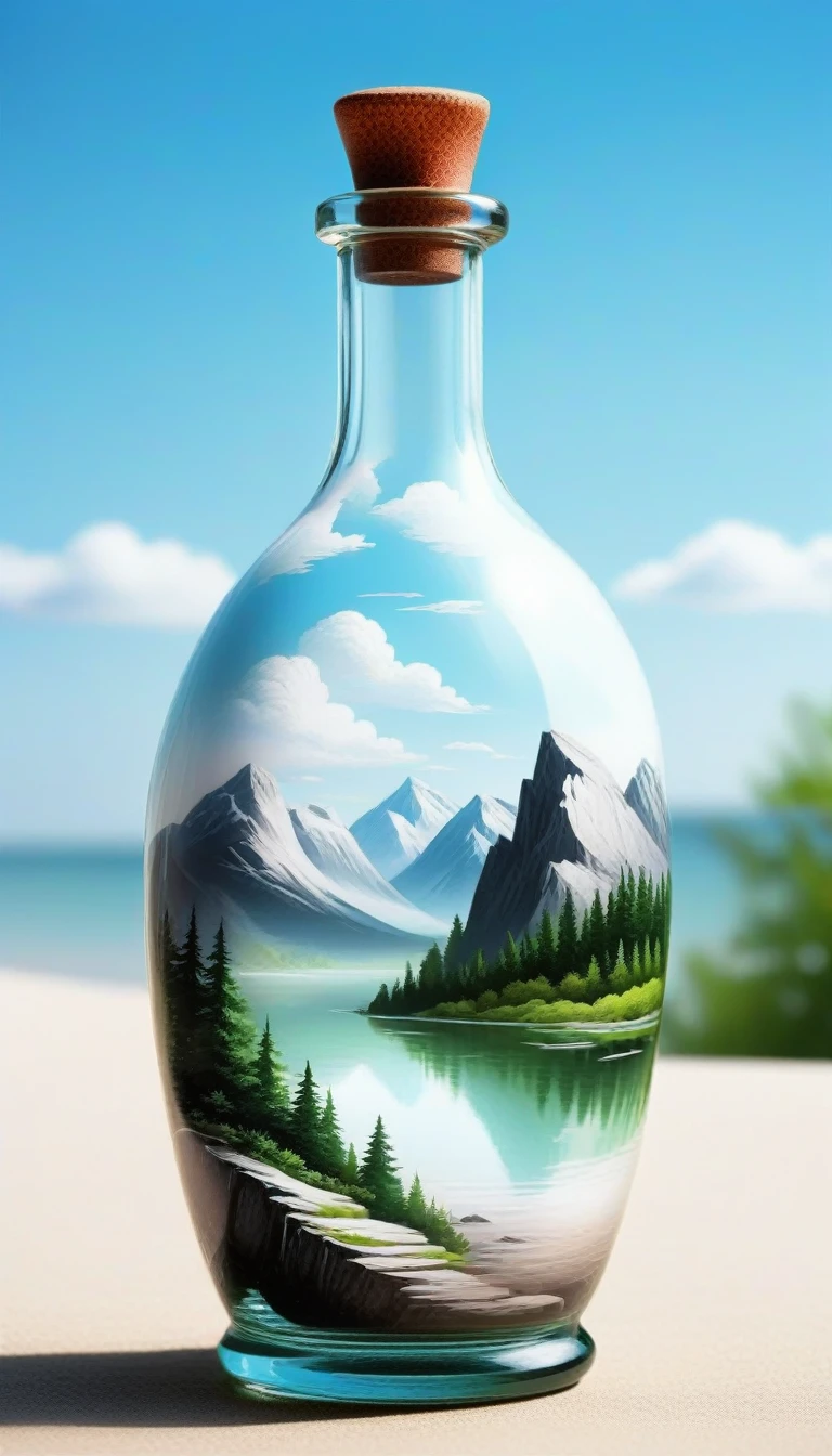 Beautiful Landscapes Nature Glass Bottle Landscape, , White Bottle,