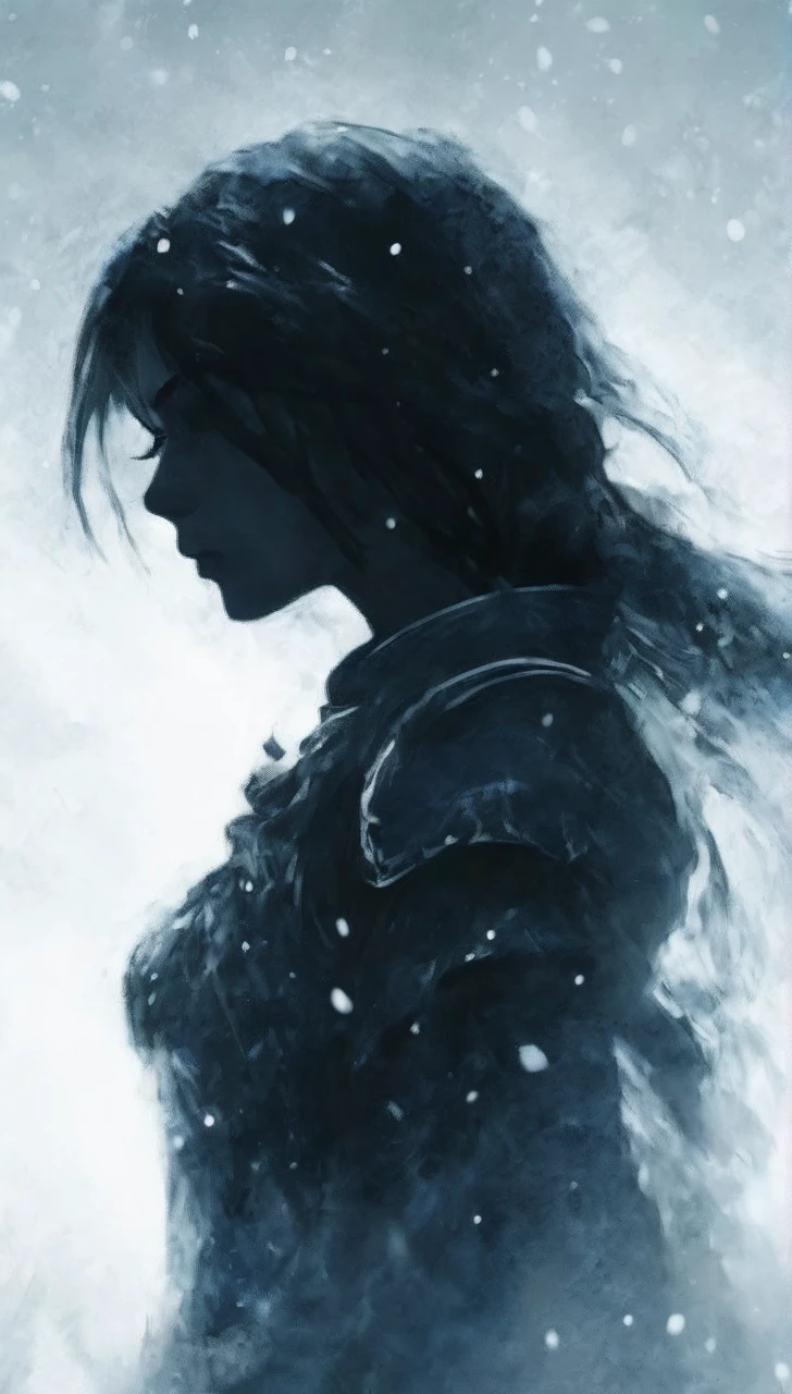 Girl on fire with white hair With a sword