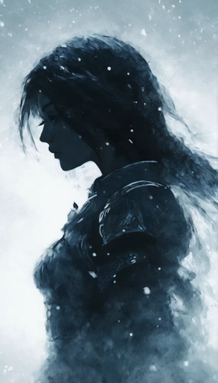 Girl on fire with white hair With a sword 