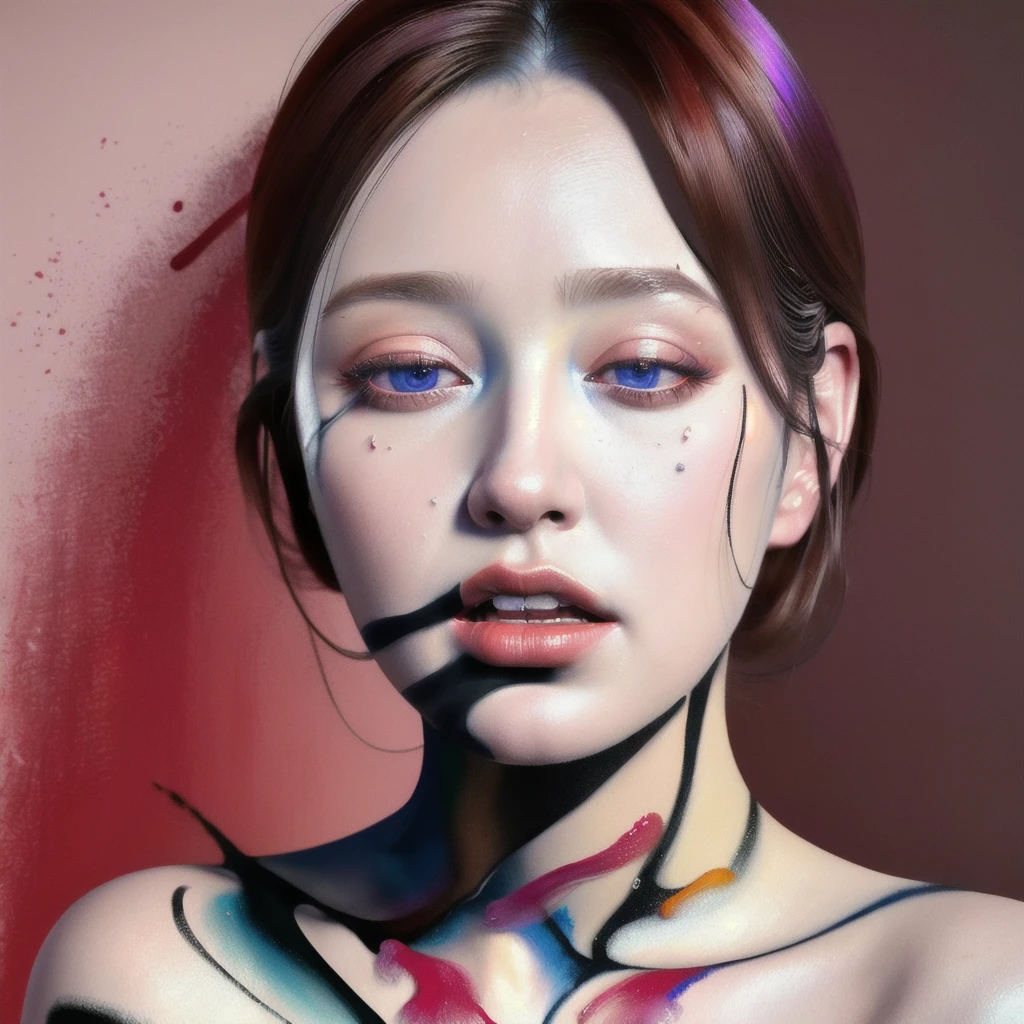 Android Beauty, Powerful paintings inspired by Francis Bacon, Ultra-realistic surrealism, Hyperrealism, fear, art, hyper real painting, Realistic illustration painting, カラフルなHyperrealism, Hyper-realistic digital art