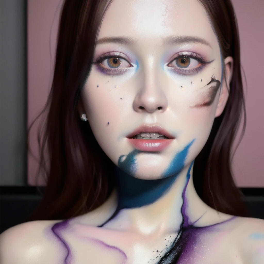 Android Beauty, Powerful paintings inspired by Francis Bacon, Ultra-realistic surrealism, Hyperrealism, fear, art, hyper real painting, Realistic illustration painting, カラフルなHyperrealism, Hyper-realistic digital art