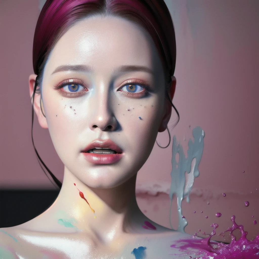 Android Beauty, Powerful paintings inspired by Francis Bacon, Ultra-realistic surrealism, Hyperrealism, fear, art, hyper real painting, Realistic illustration painting, カラフルなHyperrealism, Hyper-realistic digital art
