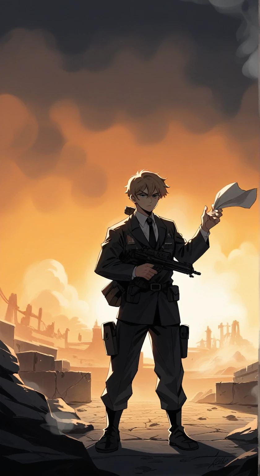 (A female soldier stands on the left and touches the tank gun barrel,Hands up,Saying goodbye,Background is the ruins of the city,Under the sunset:1.5)painting masterpiece, Extremely detailed, Black White Dark Steel Dark Blue Black Light Brown Dark Brown White Light Orange Dark Red Dark Green, Dramatic Lighting, evening, High contrast, steam, FOG, Israeli soldiers fighting with tanks on the battlefield, Movie Lighting, Aspect ratio of 16:9, steam, 4K, professional ominous Concept Art, author:artgerm and greg rutkowski, complex, elegant, Highly detailed digital painting, Concept Art, Smooth, Clear focus, illustration, Simon Starenhagen's style, Wayne Barlow, 和 igor kieryluk., Acrylic painting, Popular in pixiv Fan Box, Palette knife and brush strokes, Makoto Shinkai's styleJamie WiseJames GirardEdward HopperGreg RutkowskiStudio GhibliGenshin Impact