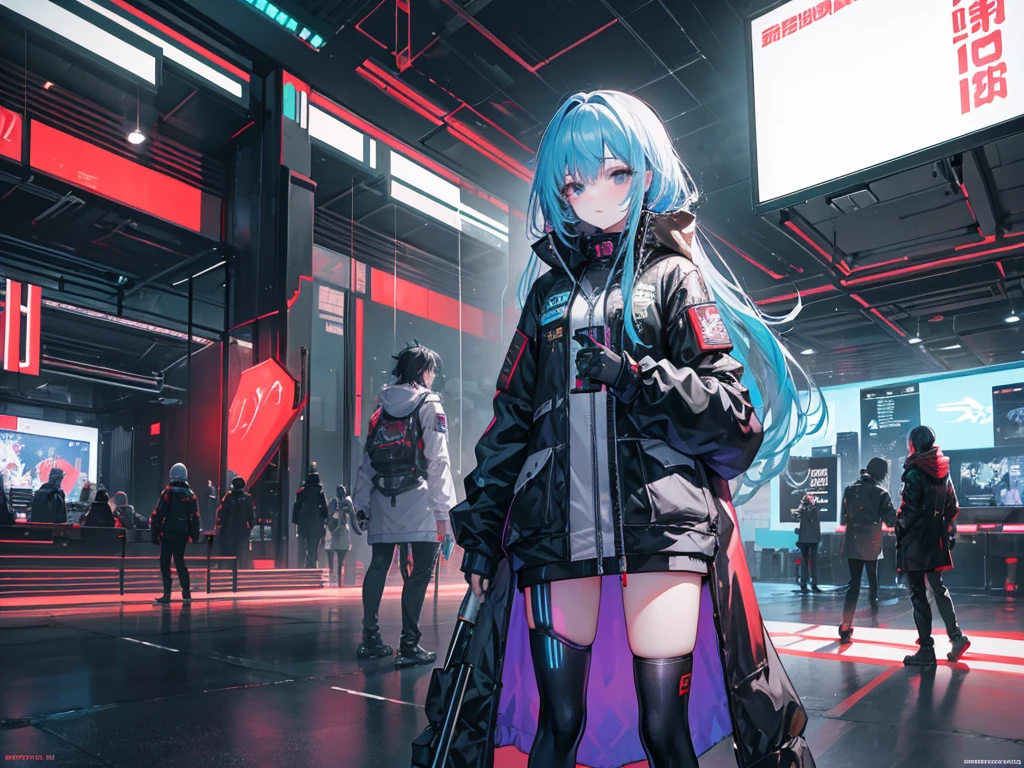 :1.2),Are standing,Very detailed,Realistic,high quality,Movie Light,Ray Tracking,Ultra HD,上半身 ショートパンツとジャケットを着た女の子が巨大ロボットの隣にAre standing, Cyberpunk Mech,Digital Cyberpunk Anime Art, Lostrun 8k, Gwayz on artstation pixiv, Girl in pilot suit