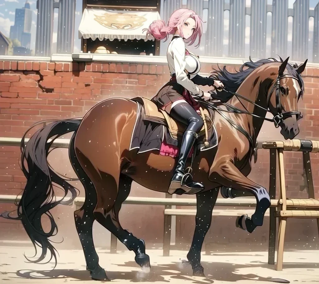 ((best quality)), ((anime masterpiece)), (high detailed), 8k, cinematic lighting, fence, horse foot