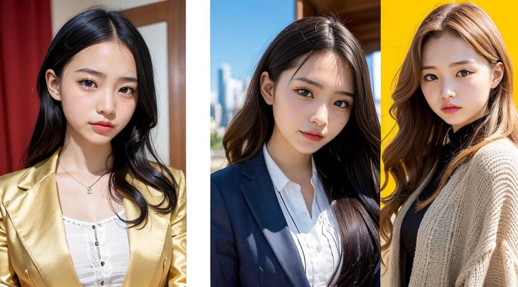 Here is the modern book cover for "Castle in the Golden Cage" featuring the twin girls with contrasting looks and vibrant background. feature twin girls with a bright and lively look, using an art style similar to animated or manga illustrations. The first girl should have a neat, heroine-like face with long straight hair, dressed in modern clothing. The second girl should have curly hair with a fierce and cunning expression, dressed in historical attire from 70-80 years ago. They are standing back-to-back, highlighting the contrast in their styles and expressions. The background should be colorful and vibrant, emphasizing the contrast between the characters. The line art should be clean and detailed, capturing the essence of both the bright, lively atmosphere and the dramatic tension between the characters Contemporary art, cinematic lighting, sparkle, wide shot, f/1.2, best quality, award winning, 8k, super detail, UHD