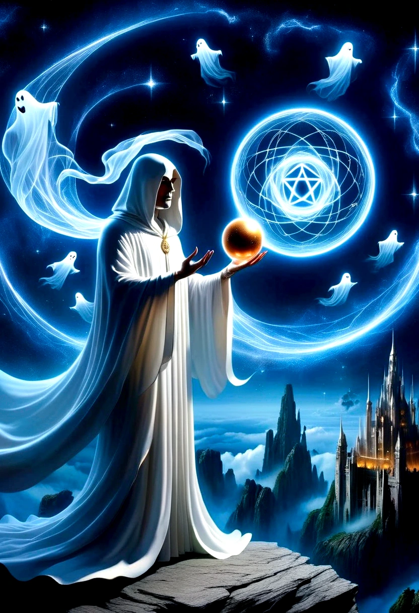 Magic Dream Castle, Sacred geometry, Be focused, (Floating Ghost Mage, Holding a magic ball in hand:1.5)，Heaven and earth collapsed, Mobius strip, Black Hole, Lots of meteorites floating, Combination Magic Circle, call, Transformation of matter and immateriality, Who Dick, and other complex ritual combinations , Mike Winkelmann style的超现实数字艺术, 罗尔夫·阿姆斯特朗style: Fractal, Alberto Vargas, 和 H&#39;style.R. liver. liver,Magical Realism,classical realism,Surrealism,imagination,Science fiction,From another realm,impossible,Visual exaggeration,Post-cyberpunk,Nano punk,Atomic Punch,collect,Circuit,lightpainting,白羊seat,♈︎,金牛seat,♉︎,双子seat. ♊︎,cancer,♋︎,天蝎seat,♏︎,天秤seat,♎︎,seat,♍︎,狮子seat,♌︎,射手seat,♐︎. 摩羯seat,♑︎,水瓶seat,♒︎,双鱼seat,♓︎,Unreal Engine,Octane RendeRing,V-Ray,High Detail,high quality,high resolution,Surrealism,16K,Ultra wide angle,High Angle Shot,,Bioluminescence,