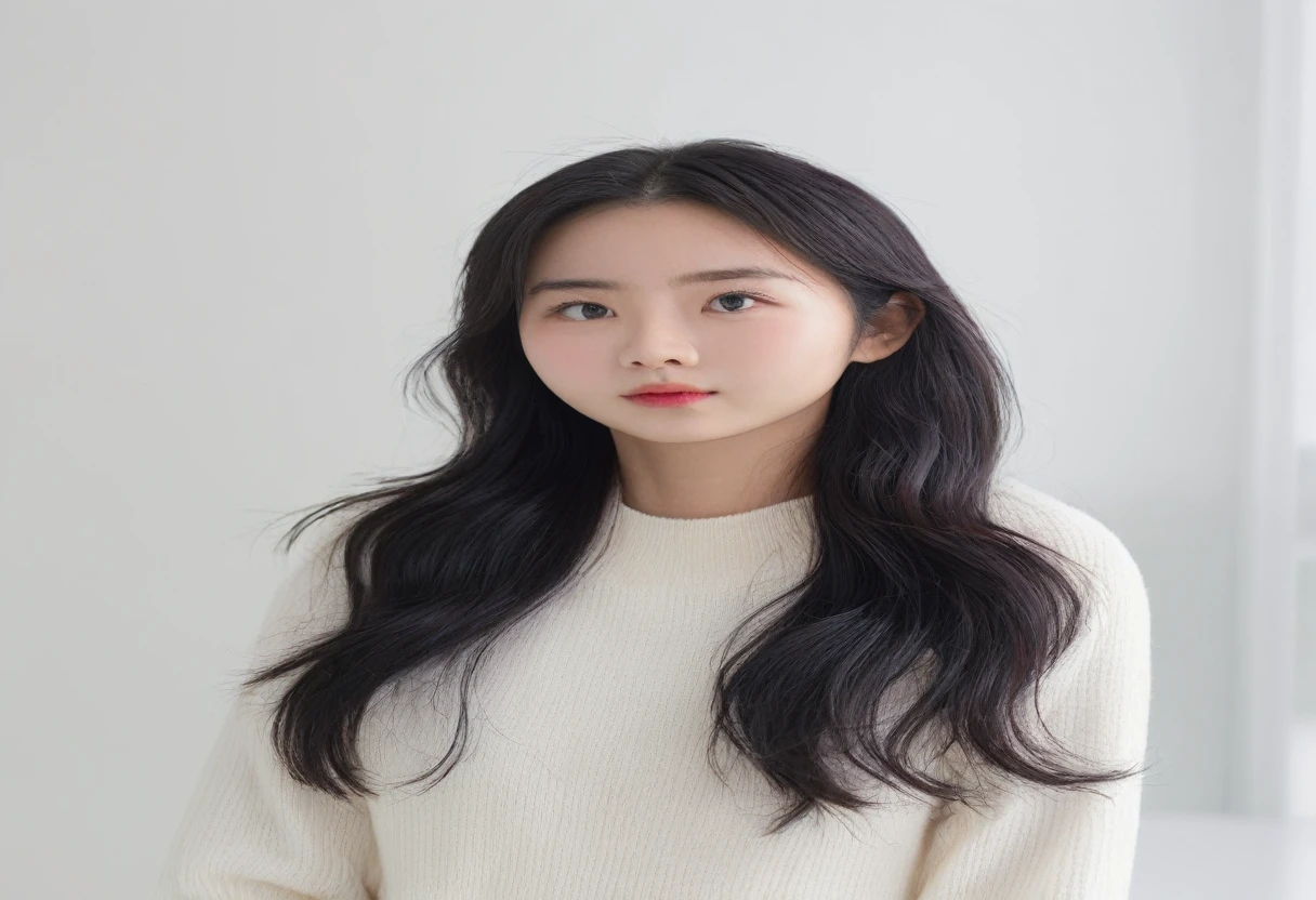 Best Quality, 8k, Masterpiece, (Portrait: 1.3), (photo realistic:1.4), (hyper realistic:1.4), Sharp Focus, looking at viewer, (smoother lighting:1.1), (increase cinematic lighting quality:0.9), realistic lighting, backlighting, light on face, ray trace, (brightening light:1.2), (Increase quality:1.4), sharp detail, (best quality real texture skin:1.4), finely detailed eyes, black_eyes, finely detailed face, 25 year old Korean woman