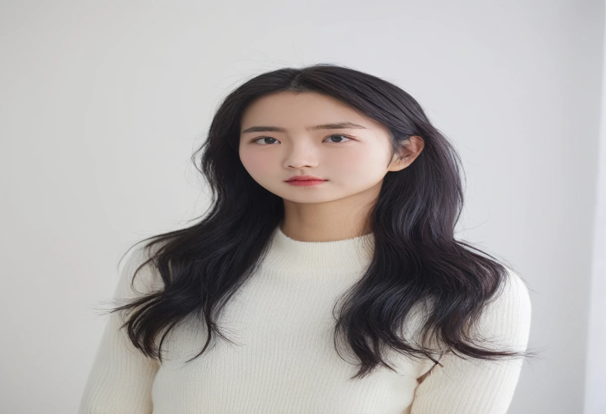 Best Quality, 8k, Masterpiece, (Portrait: 1.3), (photo realistic:1.4), (hyper realistic:1.4), Sharp Focus, looking at viewer, (smoother lighting:1.1), (increase cinematic lighting quality:0.9), realistic lighting, backlighting, light on face, ray trace, (brightening light:1.2), (Increase quality:1.4), sharp detail, (best quality real texture skin:1.4), finely detailed eyes, black_eyes, finely detailed face, 25 year old Korean woman
