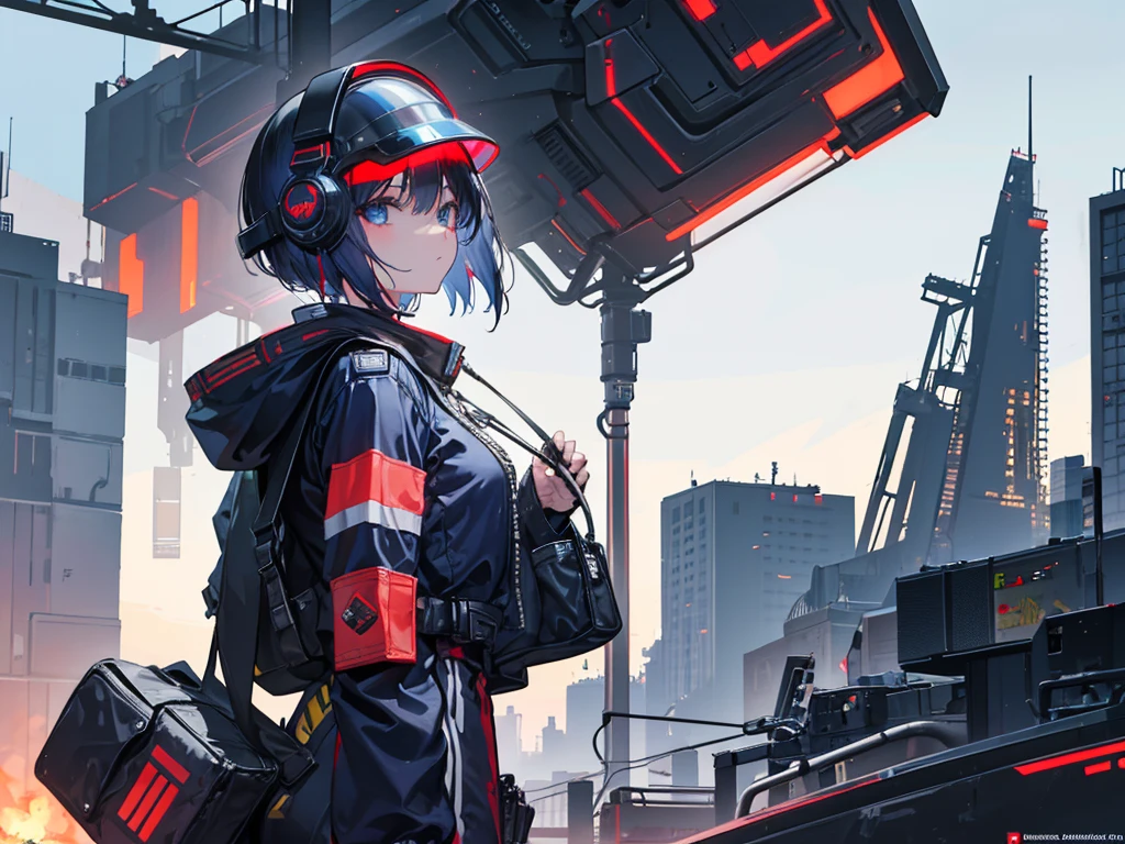 Girl in pilot suit(Bring a helmet),I'm showing my back here(Just turn your head),sf(universe),cyber punk