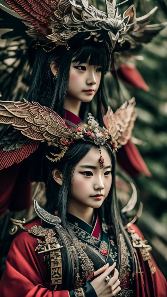Themes and Styles • 「Japanese traditional」
• 「Apparition」
• 「Realistic details」
• 「Mysterious」
Character traits • 「Tengu」
• 「Wearing a red outfit」
• 「Long nose and sharp eyes」
• 「with large wings」
• 「Wearing traditional jewelry」
Details: 「Detailed plumage」
• 「intricately patterned costumes」
• 「Old shrine background」
• 「Wood and stone texture」
• 「Dark and muted colors」
Background and Atmosphere • 「Shrine grounds」
• 「Historical atmosphere」
• 「Tranquil nature」
• 「Ethereal light」
組み合わせ例
Japanese traditionalApparition、Tengu。Wearing a red outfit、Long nose and sharp eyesを持つキャラクター。With big wings、Detailed plumageとintricately patterned costumesを身につけている。背景は古いShrine groundsで、Wood and stone textureが際立ち、Dark and muted colorsのTranquil natureが広がっている。全体的にHistorical atmosphereとEthereal lightが漂う。Not human。animal。"Fox Mask"