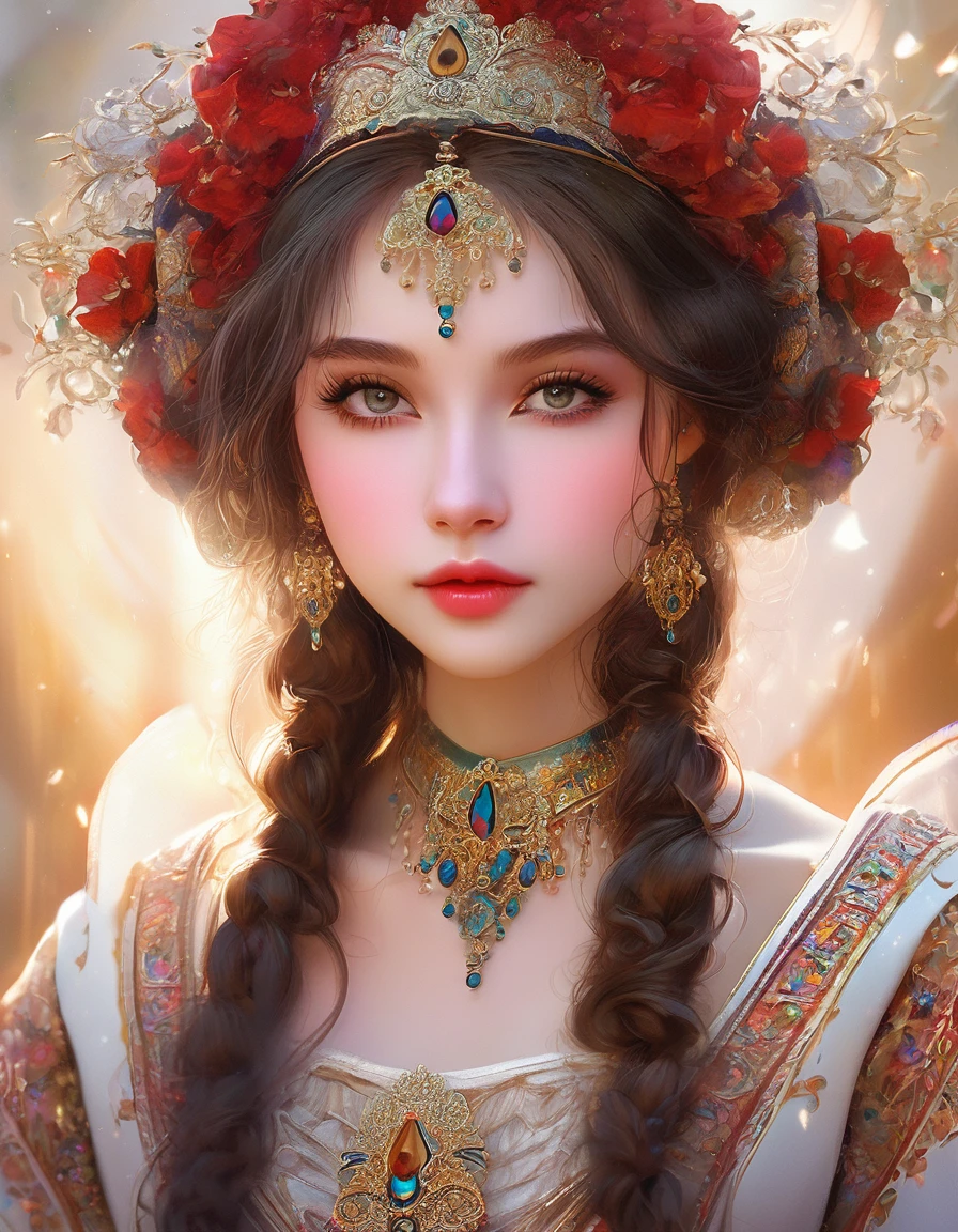 a beautiful girl, extremely detailed face and eyes, long eyelashes, beautiful detailed lips, 1girl, portrait, fantasy, digital painting, ethereal, soft lighting, warm colors, cinematic, highly detailed, intricate, ornate, elegant, delicate, serene, dreamlike, breathtaking, stunning, exquisite, masterpiece