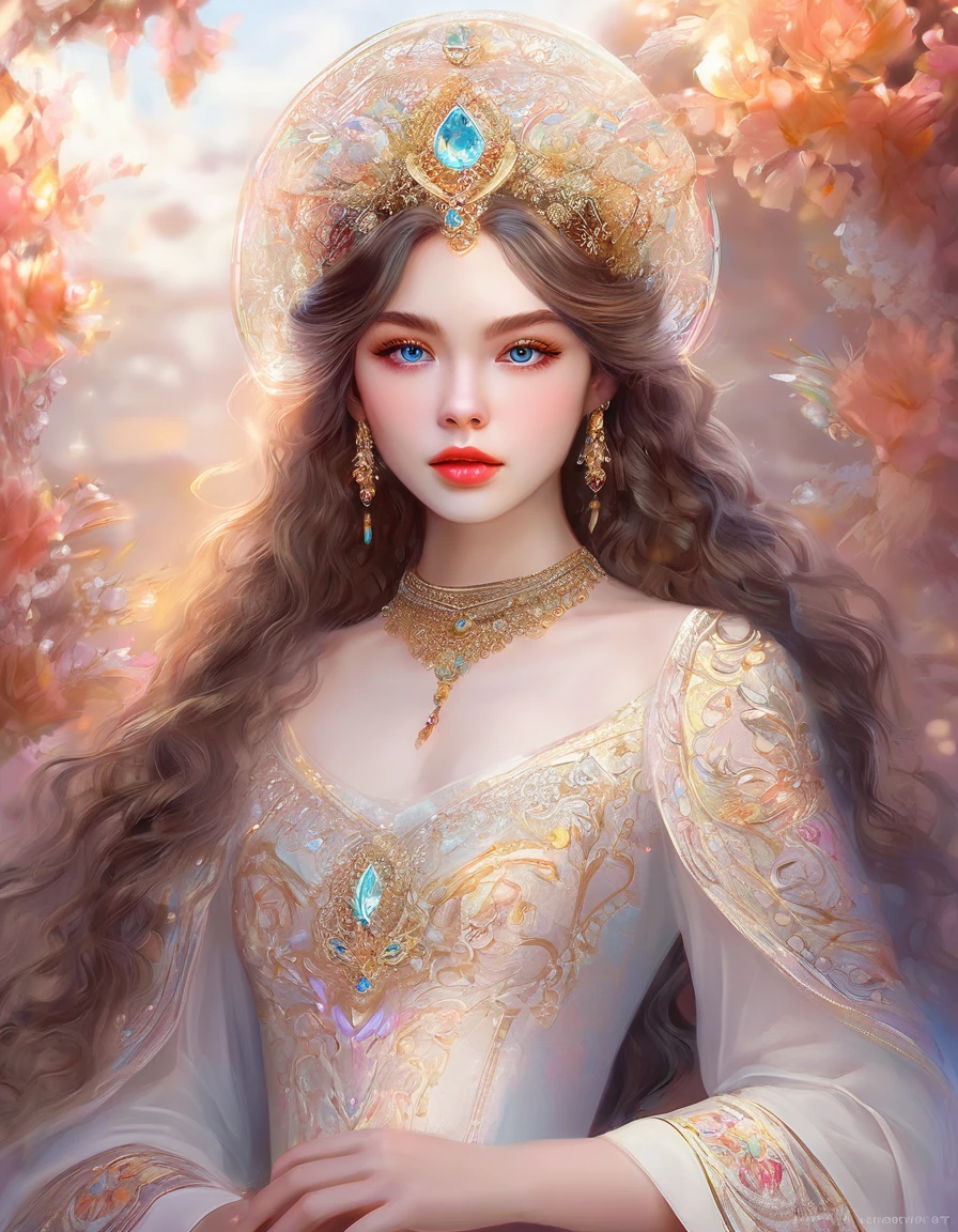 a beautiful girl, extremely detailed face and eyes, long eyelashes, beautiful detailed lips, 1girl, portrait, fantasy, digital painting, ethereal, soft lighting, warm colors, cinematic, highly detailed, intricate, ornate, elegant, delicate, serene, dreamlike, breathtaking, stunning, exquisite, masterpiece