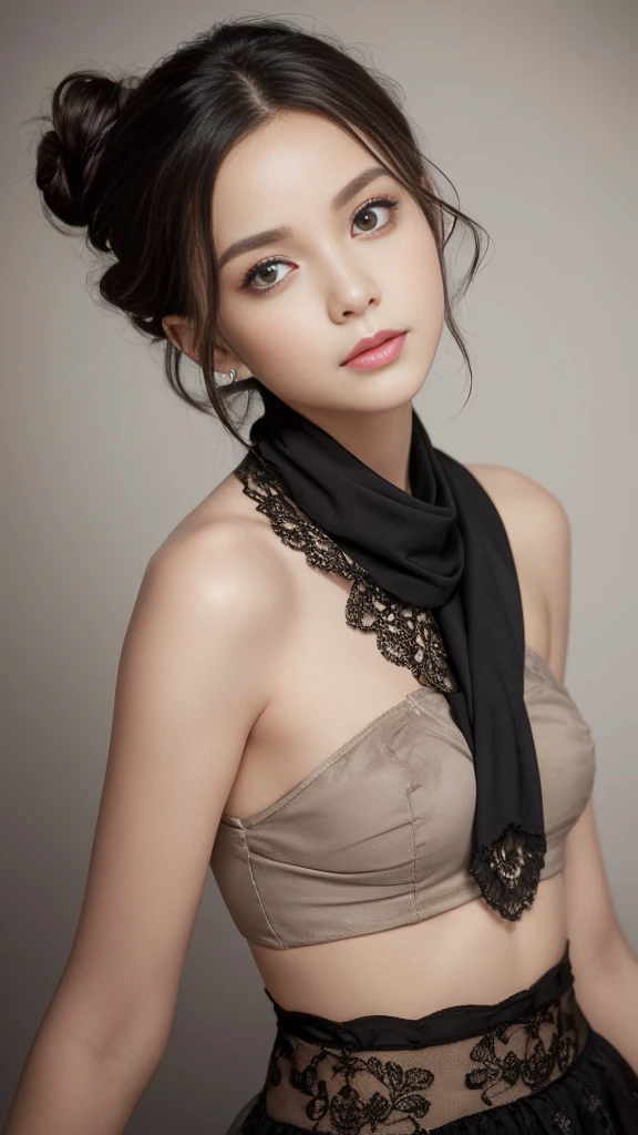 (((masterpiece, highest quality, Super detailed))), 1 female, (((very thin body))) , (((length, thin legs))), (((black short hair, Bandana updo ))), (((highly detailed face))), cosmetics free, small, thin nose, small thin mouth, (((Very sharp focused eyes))), Japanese, beautiful face, (lifelike face), beautiful hairstyle, realistic eyes, fine and beautiful eyes, (real looking skin), beautiful skin, charm, Photo shoot that recreates Tim Burton'How the world sees it、The mysterious bunny girl style is also one of the highlights..。Victorian pink bunny girl style、Rabbit ears headband,Design using Gothic elements'You can also create spooky and unique hairstyles....。High resolution、Capture every detail clearly、,、Use a bright and vibrant color palette。As background:、Carefully selected mysterious and fantastical cityscapes and locations that appear in the work..、Image created in collaboration with Tim Burton'Distinctive dark shadows and strange details。.。sculpture installation