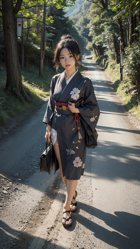 Beautiful,Junko Ishihara,Over Amagi,Prostitute,or period,Years falls,Flame of Love,Disheveled Japanese clothing,In the mountains,The twists and turns of the deep mountains,Flames of Passion,Mature women in their thirties,A devoted beauty,Disheveled Hair,Disheveled outfit,A half-crazed woman obsessed with love,Disheveled, thin kimono,thin yukata,A distraught yukata wearer,Female Artist,Narrow eyes,Single-minded gaze,Simple string belt,or period,Dark mountain path,Crossing the mountain pass,Unpaved mountain roads,On the road through the dark forest,Unpaved road,promenade,Mountain trail,Dirt Road,登Mountain trail,When the road wasn&#39;t paved yet,Old mountain path,ground road,carriage,rickshaw,She&#39;s wearing light clothing and her chest is exposed.,