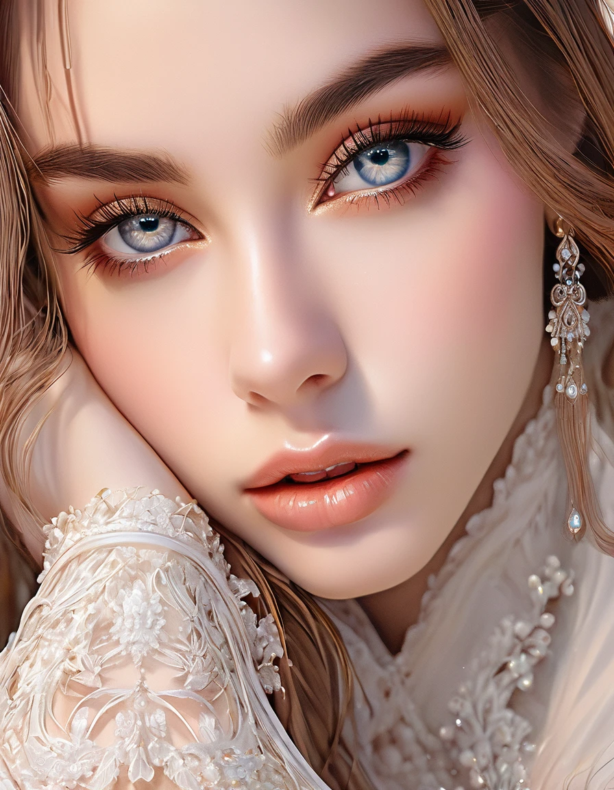 a beautiful girl, extremely detailed face and eyes, long eyelashes, beautiful detailed lips, 1girl, portrait, fantasy, digital painting, ethereal, soft lighting, warm colors, cinematic, highly detailed, intricate, ornate, elegant, delicate, serene, dreamlike, breathtaking, stunning, exquisite, masterpiece