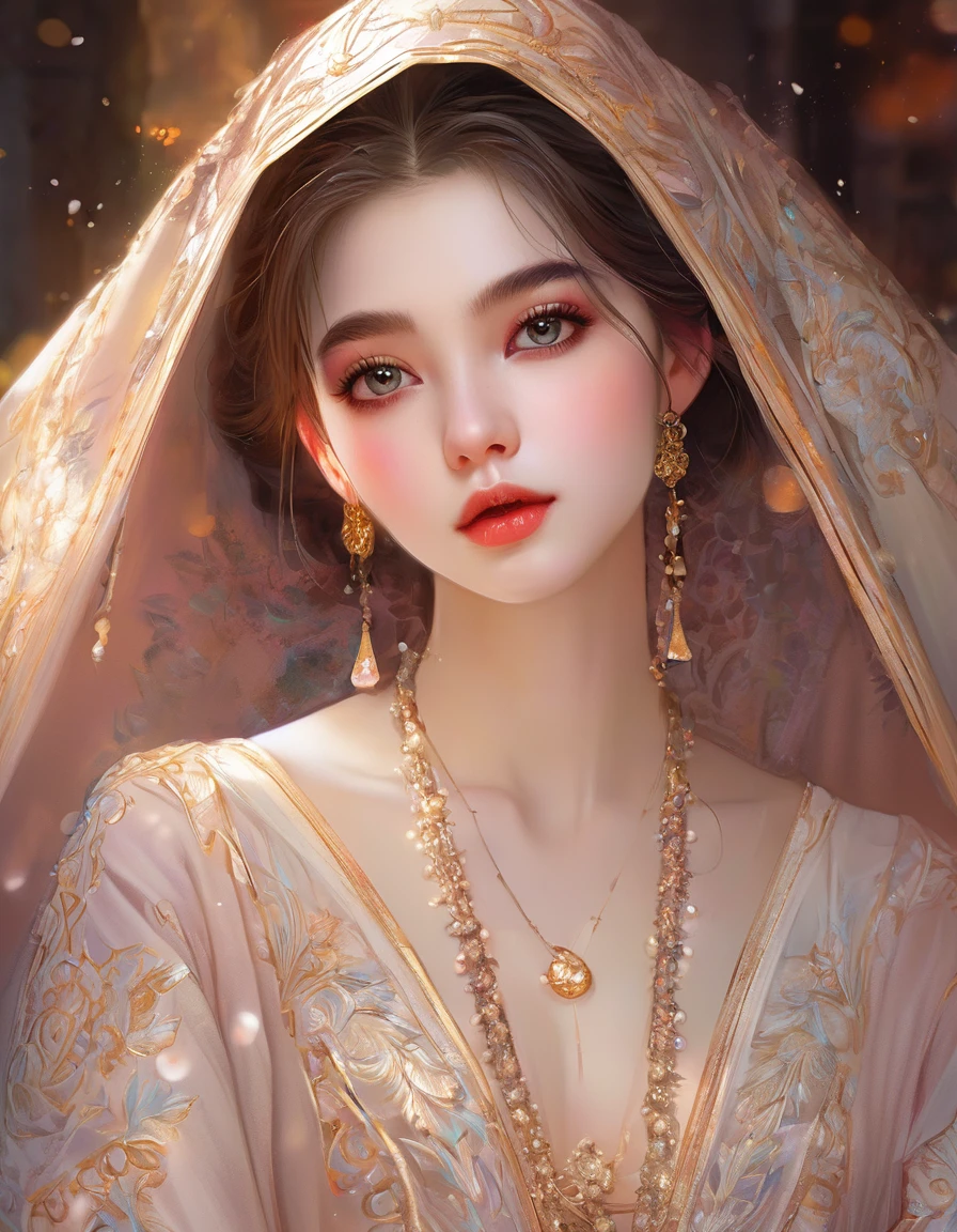 a beautiful girl, extremely detailed face and eyes, long eyelashes, beautiful detailed lips, 1girl, portrait, fantasy, digital painting, ethereal, soft lighting, warm colors, cinematic, highly detailed, intricate, ornate, elegant, delicate, serene, dreamlike, breathtaking, stunning, exquisite, masterpiece