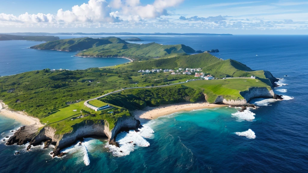 Spectacular ocean scenery Midsummer Sun Small islands々 Beach