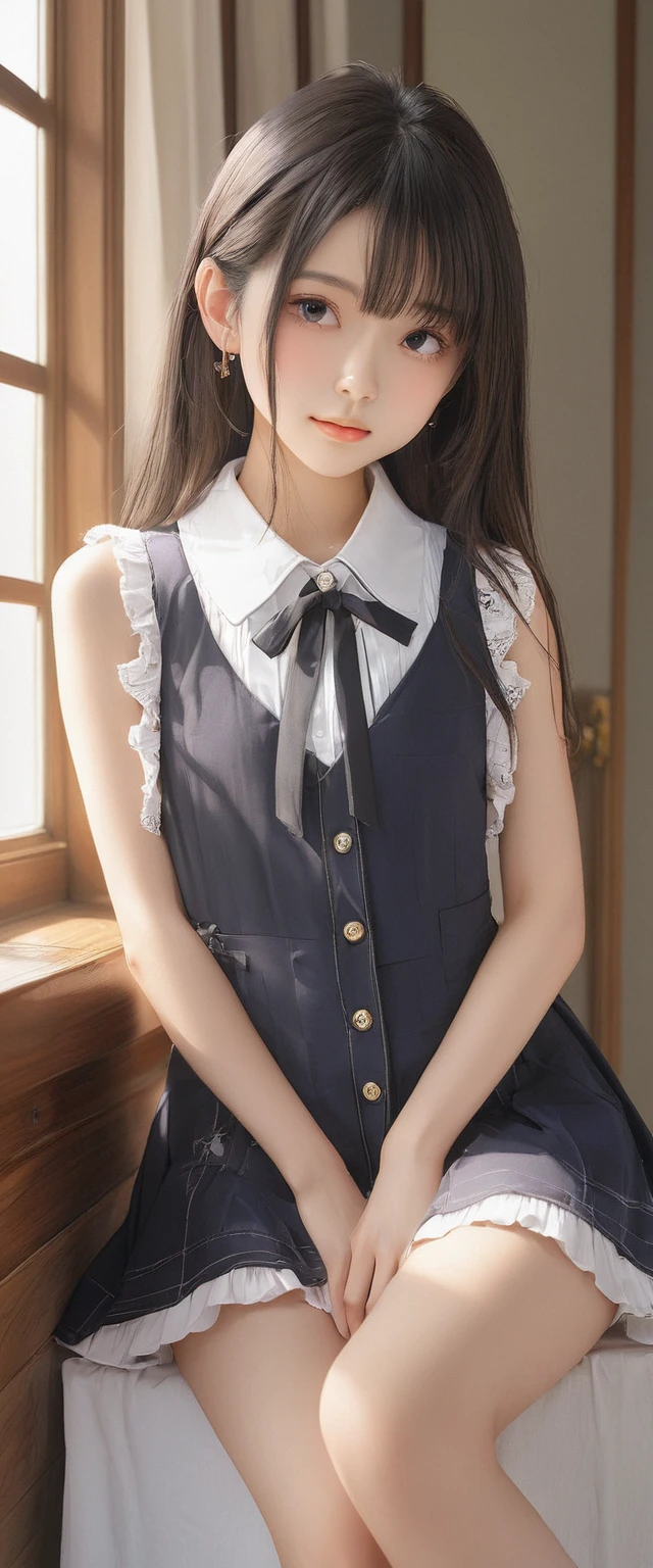 (masterpiece, Highest quality:1.2), One girl, alone,bony body、15 years old